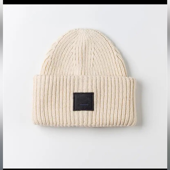 Acne Studios Accessories - Acne Studios FACE LOGO BEANIE - OATMEAL MELANGE